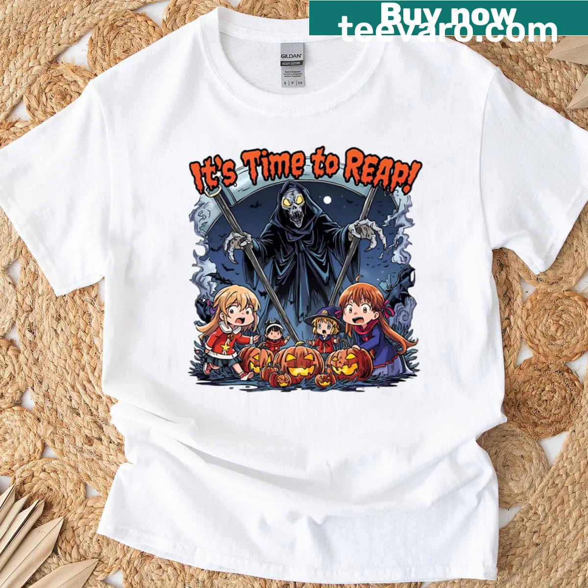 Kids Grim Reaper Halloween t-shirt — on a men's t-shirt
