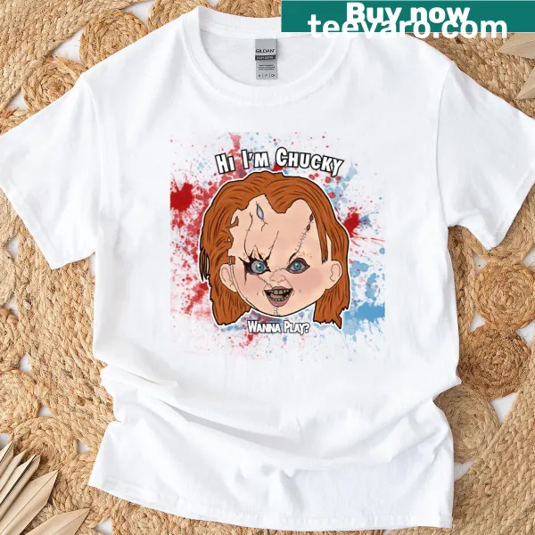 Horror-themed t-shirt featuring a chilling doll graphic