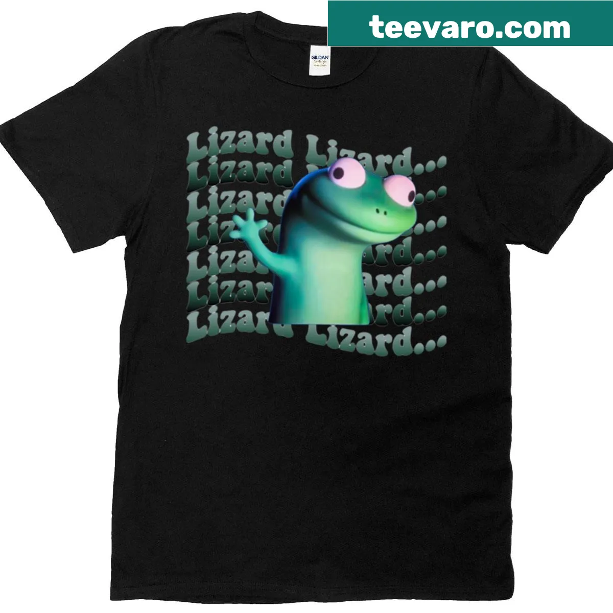Funny meme t-shirt with 'Lizard Lizard Lizard' text — on a men's t-shirt
