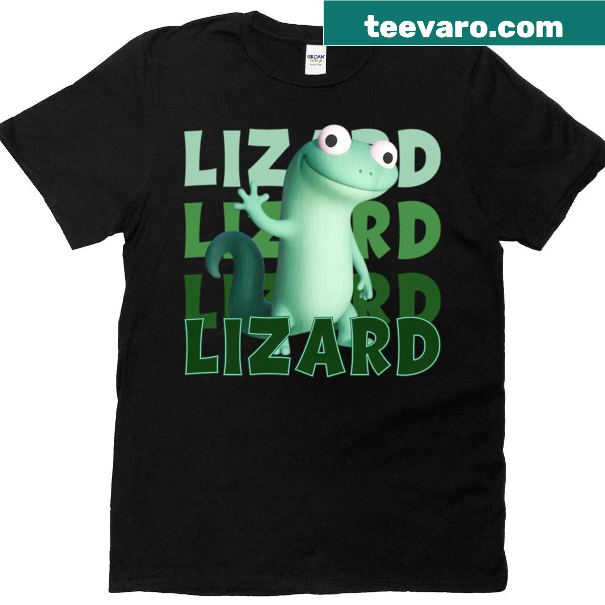 Funny gaming meme T-shirt with cartoon lizard design — on a men's t-shirt