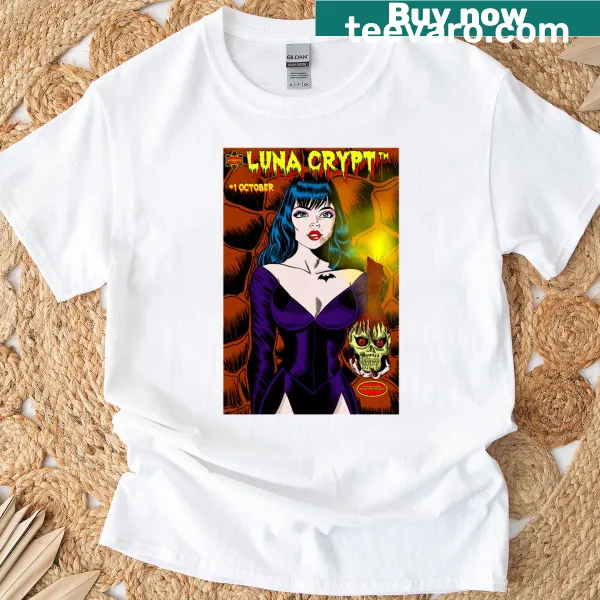 Stylized lunar graphic on a whimsical T-shirt