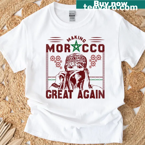 Patriotic T-shirt with text 'Making Morocco Great Again'