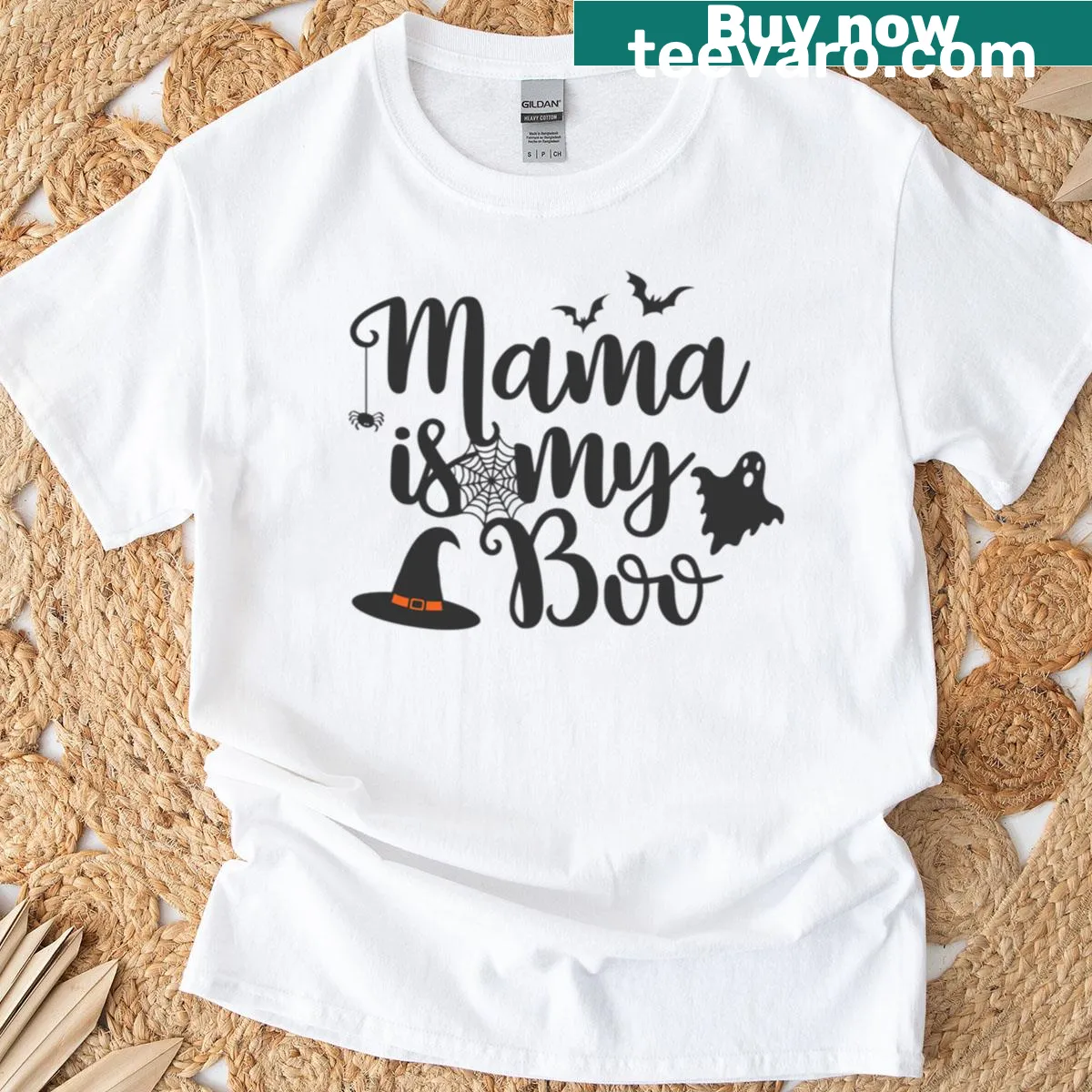 Sentimental t-shirt with 'Mama Is My Boo' text — on a men's t-shirt