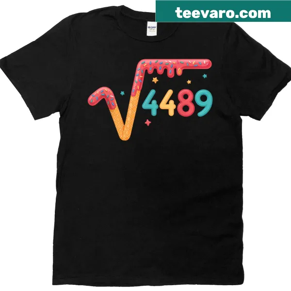 Ice cream themed math teacher T-shirt with square root design
