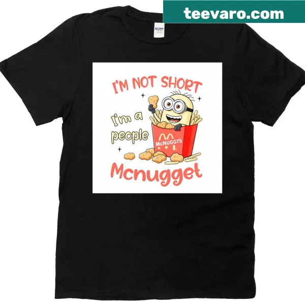 Cartoon-style T-shirt featuring Minions and a McNugget theme