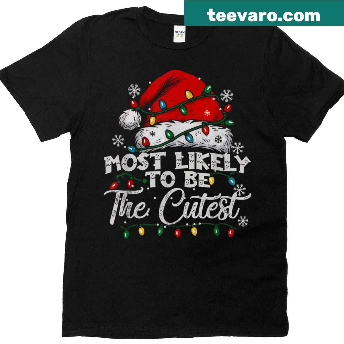 Matching family Christmas T-shirt with cute typography design — on a men's t-shirt