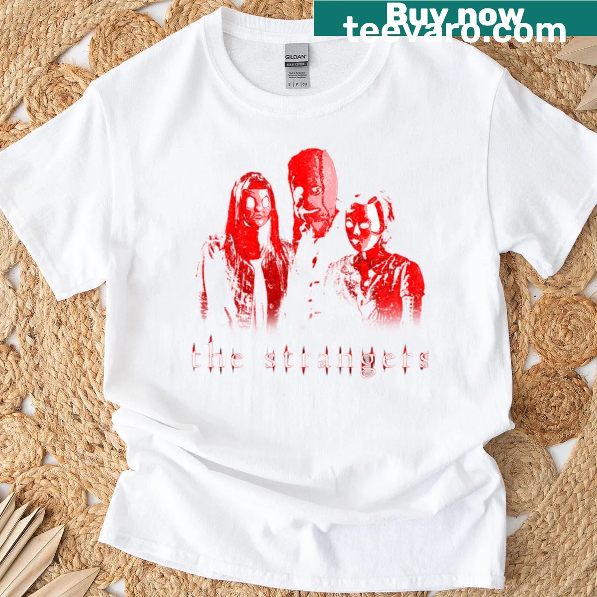 Vintage T-shirt with Halloween horror film imagery — on a men's t-shirt