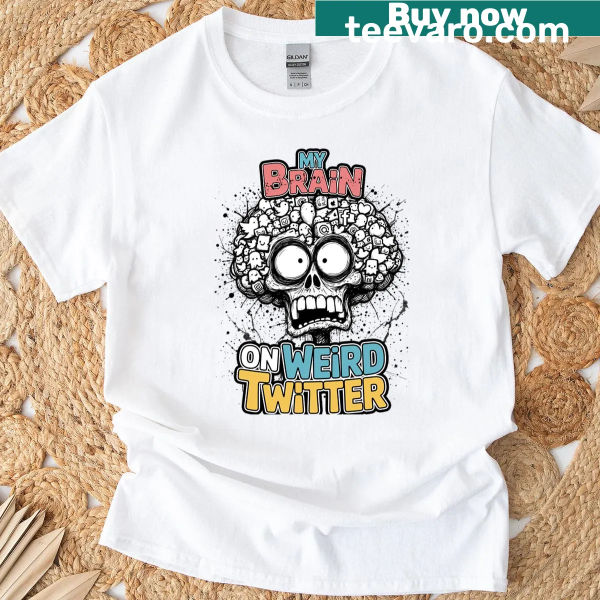 Humorous T-shirt reflecting quirky internet culture and Twitter — on a men's t-shirt