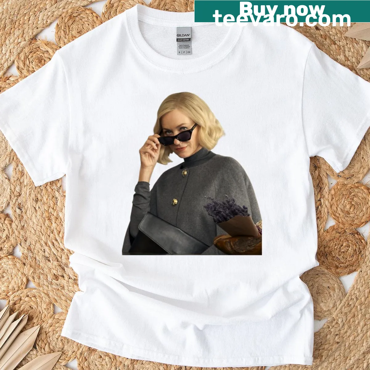 Boxy t-shirt featuring 'Naomi Watts In Alls Fair' design — on a men's t-shirt