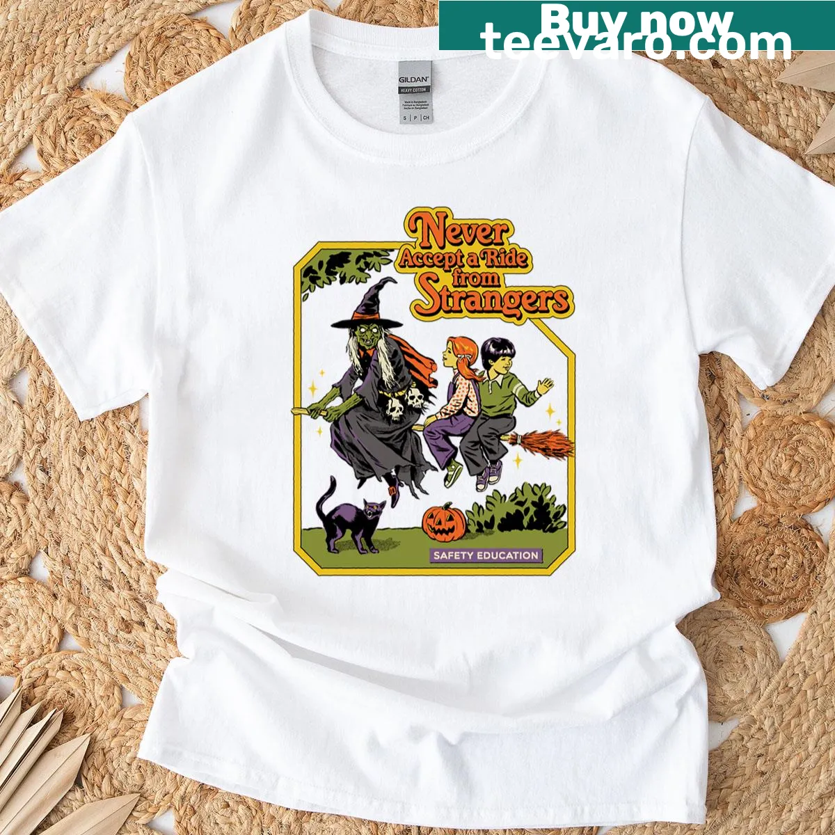 T-shirt with bold text saying 'Never Accept A Ride' — on a men's t-shirt
