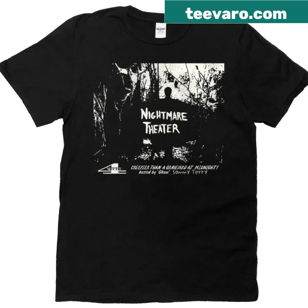 Graphic t-shirt featuring Sammy Terry from Nightmare Theater in a spooky design