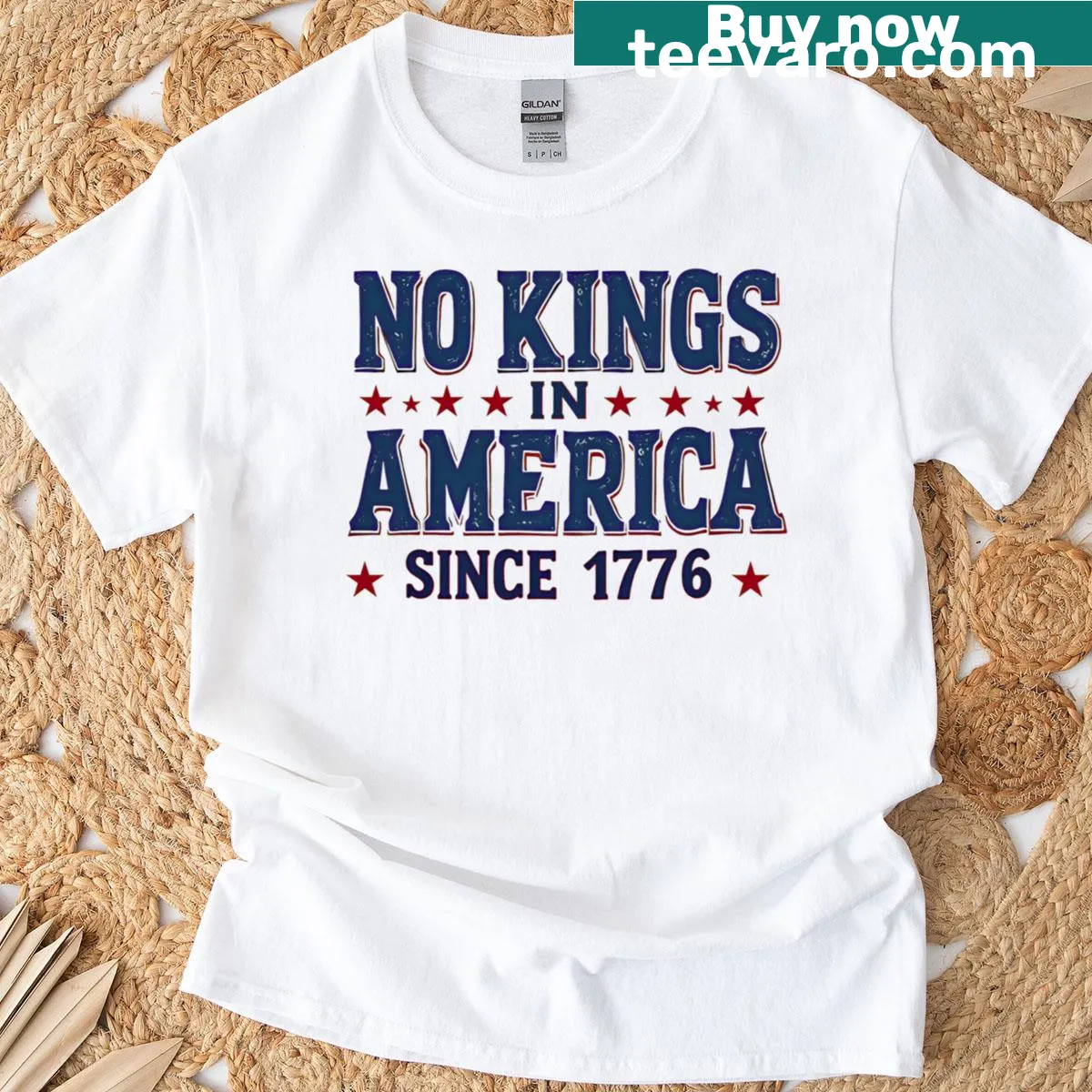 Patriotic No Kings In America Since 1776 text on premium t-shirt — on a men's t-shirt