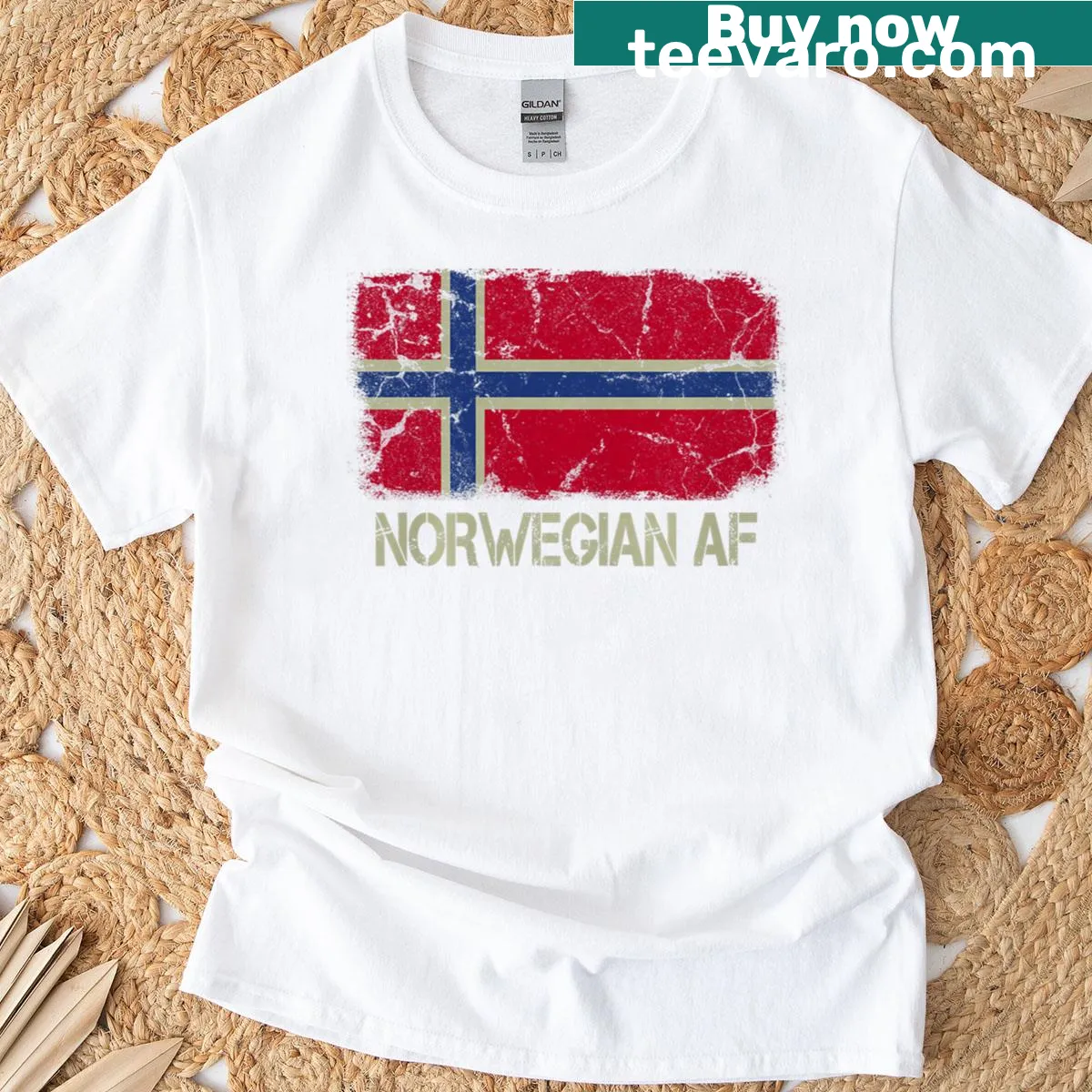 Illustration of Norwegian flag with humorous text on T-shirt — on a men's t-shirt