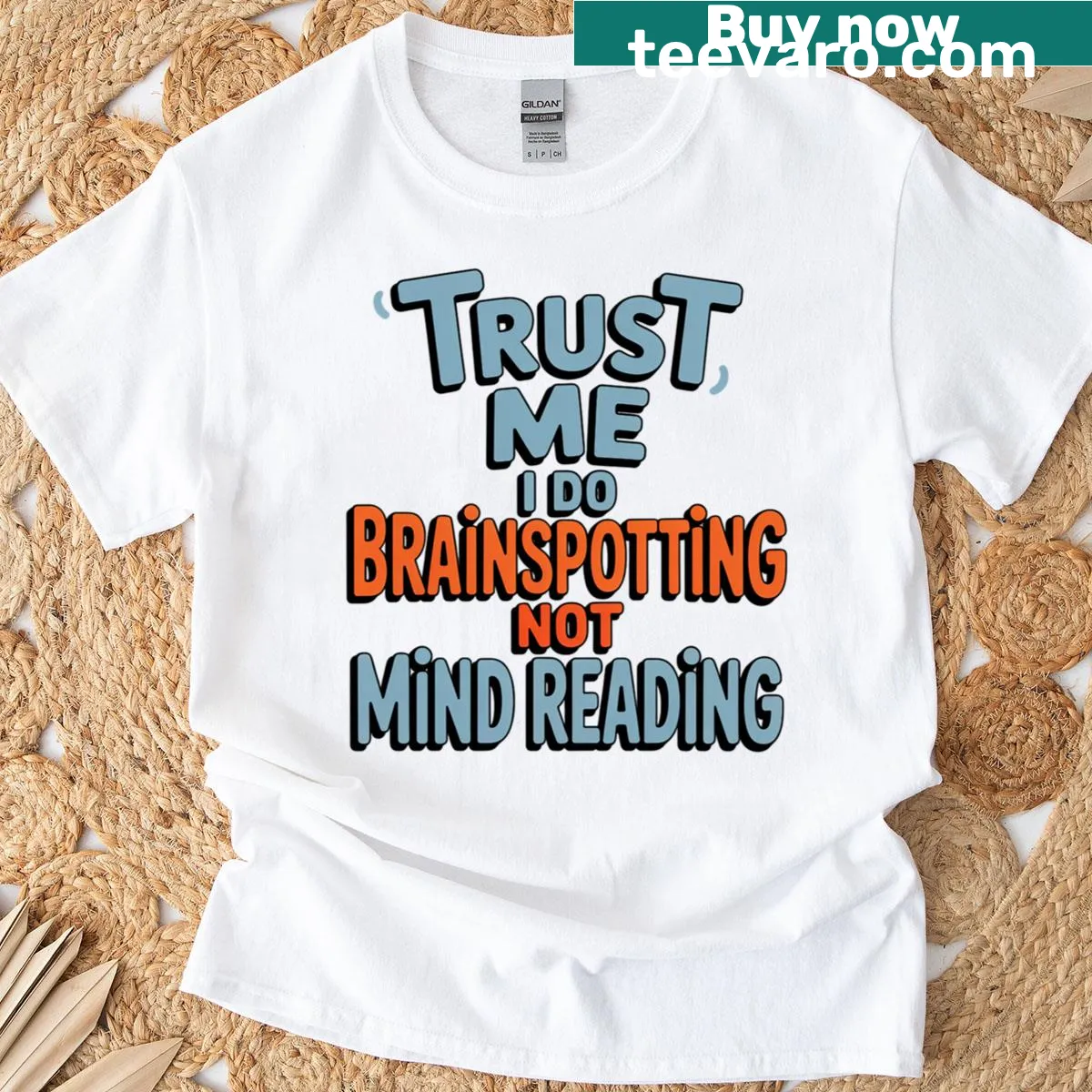 T-shirt with 'Not Mind Reading' text for brainspotting neurologists — on a men's t-shirt