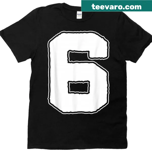 Birthday T-shirt featuring the number 6 for a 6th birthday celebration