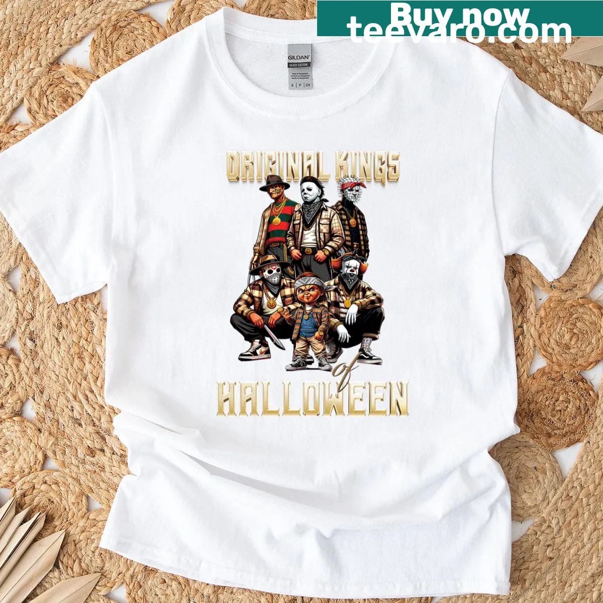 Oversized T-shirt with original horror-themed artwork — on a men's t-shirt