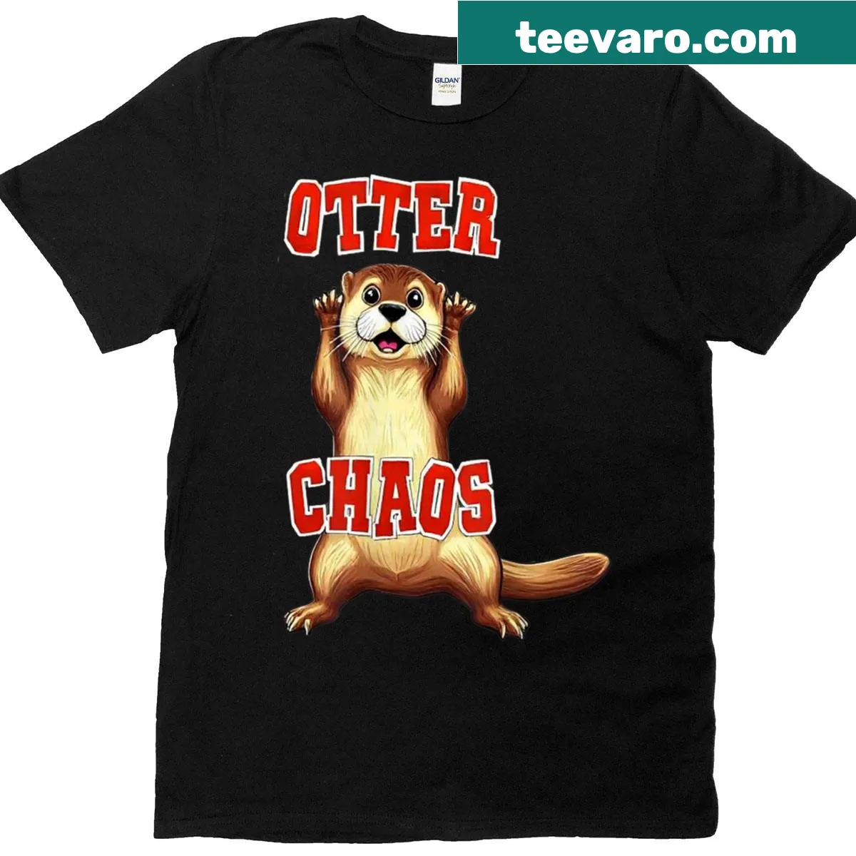 Funny otter cartoon shirt featuring playful scenarios for animal lovers — on a men's t-shirt