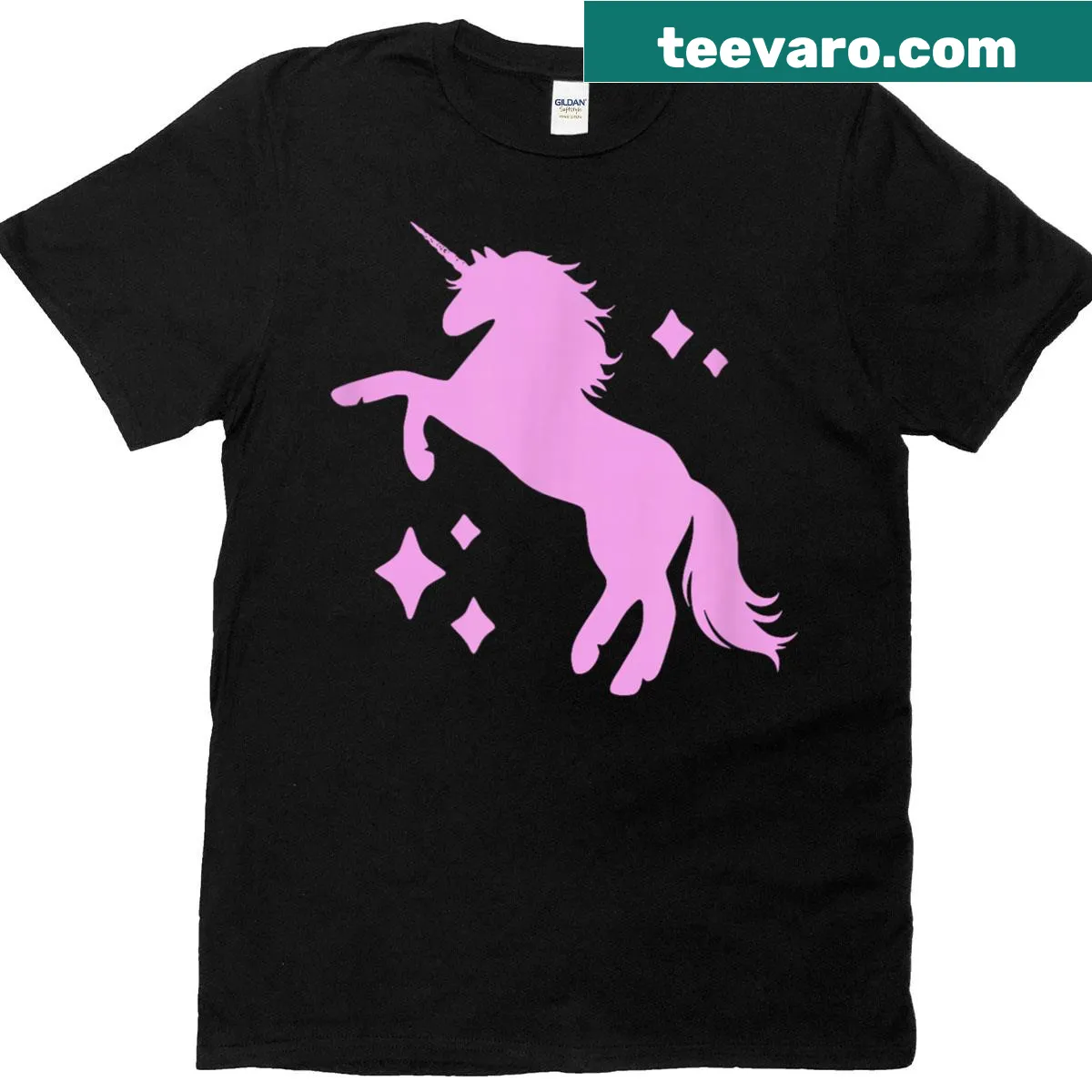 Illustrated pink T-shirt with pony and disco heels design for girls — on a men's t-shirt