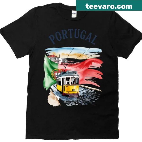 Vintage T-shirt featuring a watercolor design of the Portugal flag