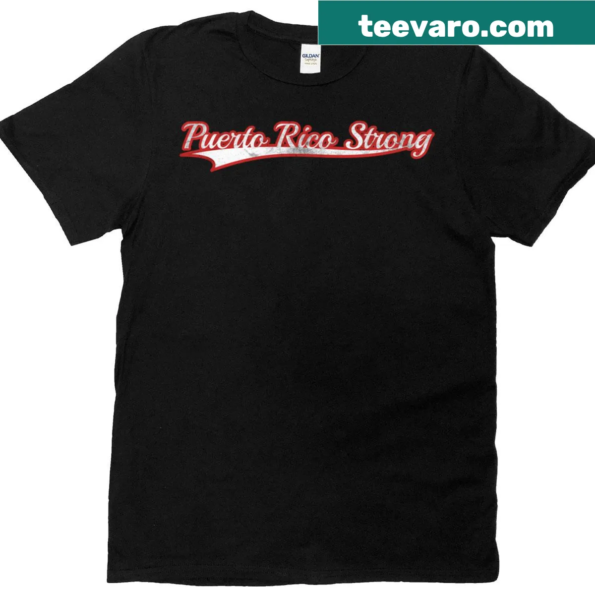 Vintage varsity T-shirt with the words Puerto Rico Strong — on a men's t-shirt