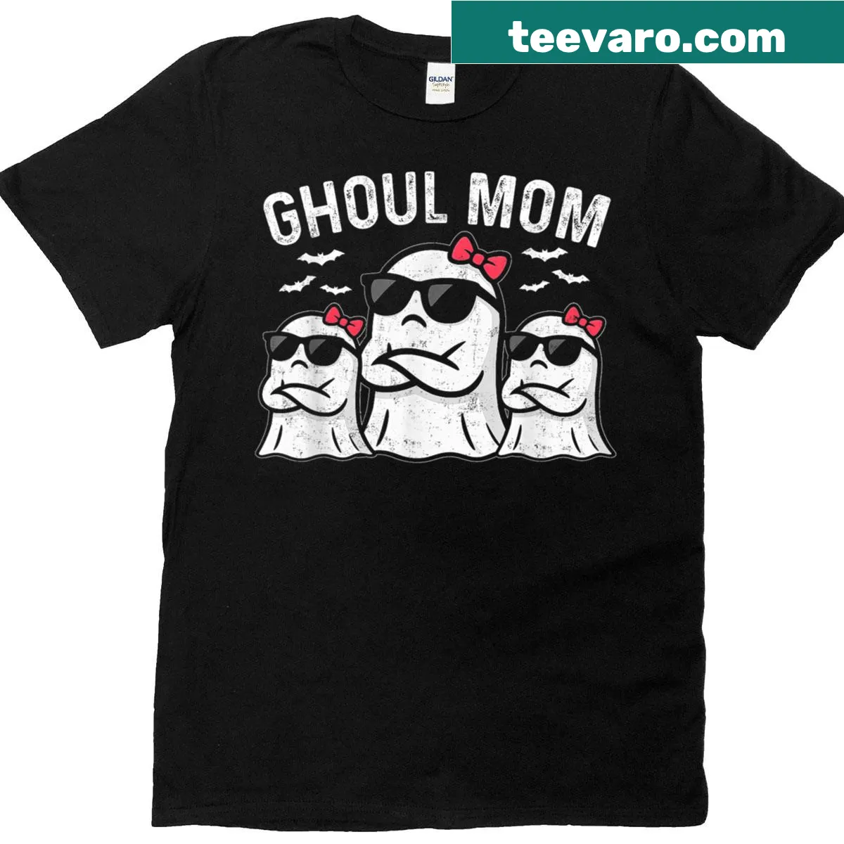 Vintage-style t-shirt for moms featuring a spooky ghost graphic — on a men's t-shirt
