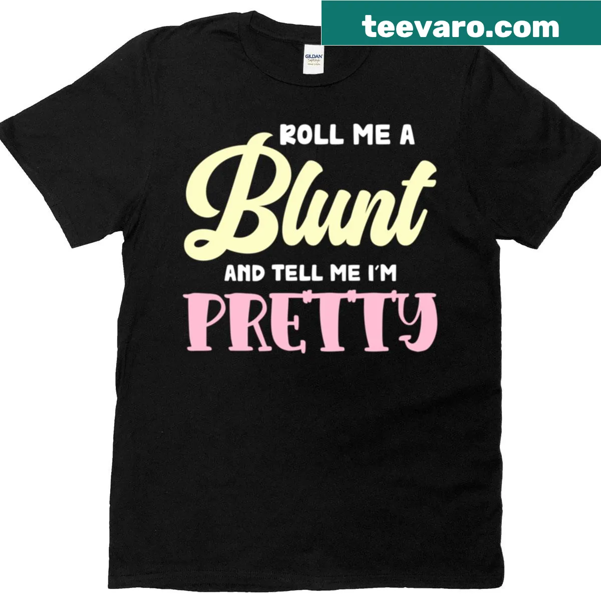 Cheeky saying on a casual T-shirt about beauty and blunt rolling — on a men's t-shirt