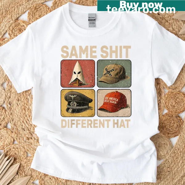 Funny vintage-style t-shirt with the phrase Same Shit Different Hat