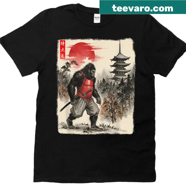 Vintage T-shirt featuring samurai Bigfoot illustration