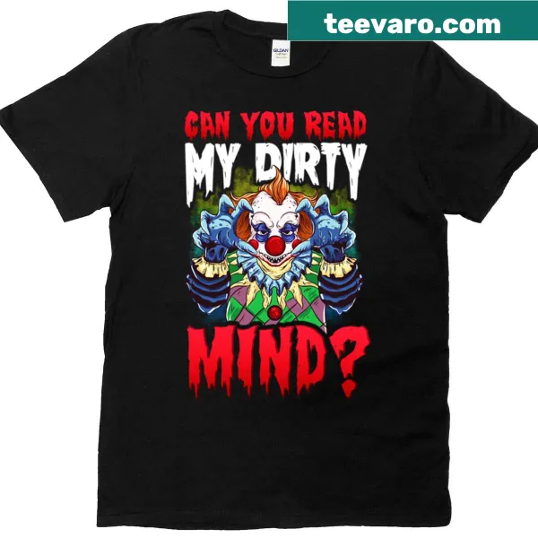 Funny horror-themed t-shirt with clown design for Halloween lovers