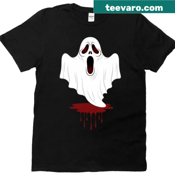 Cartoon ghost with a screaming expression on a t-shirt