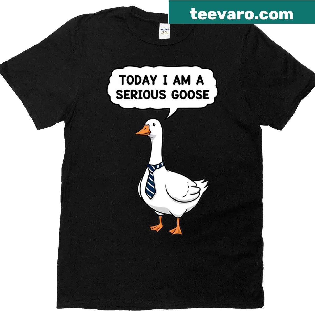 Funny t-shirt featuring a goose with humorous text — on a men's t-shirt