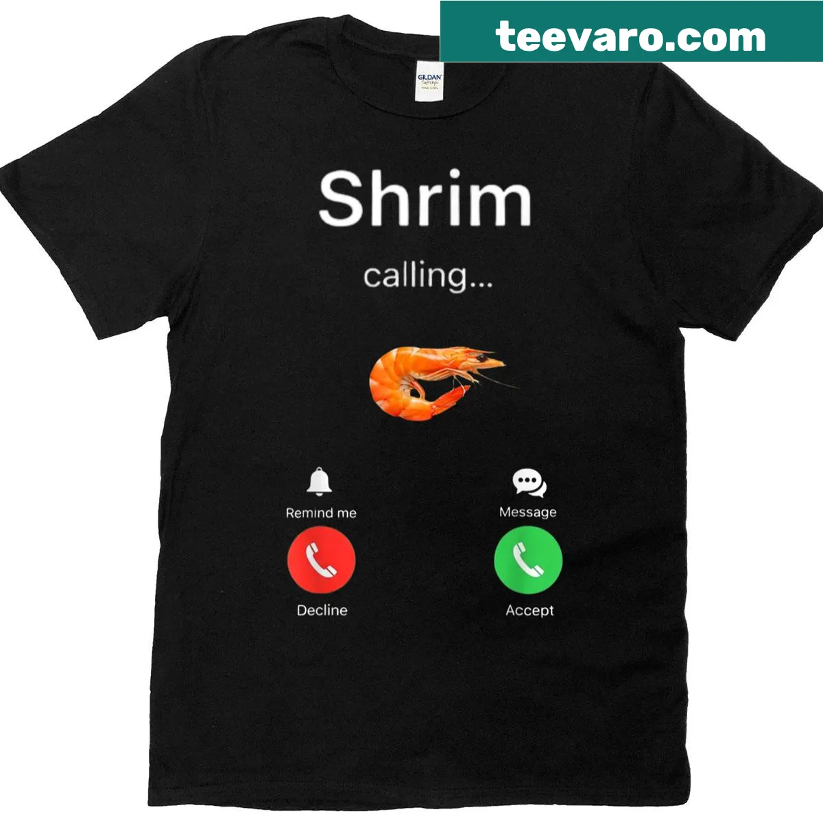 Humorous misspelled text 'Shrim Is Calling' on a t-shirt — on a men's t-shirt