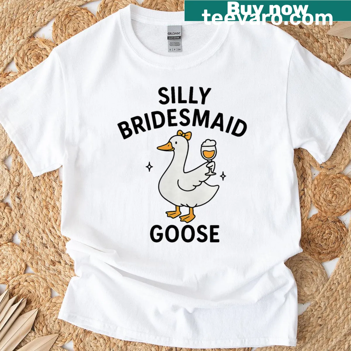 Cartoon goose design on a fun bachelorette party T-shirt — on a men's t-shirt