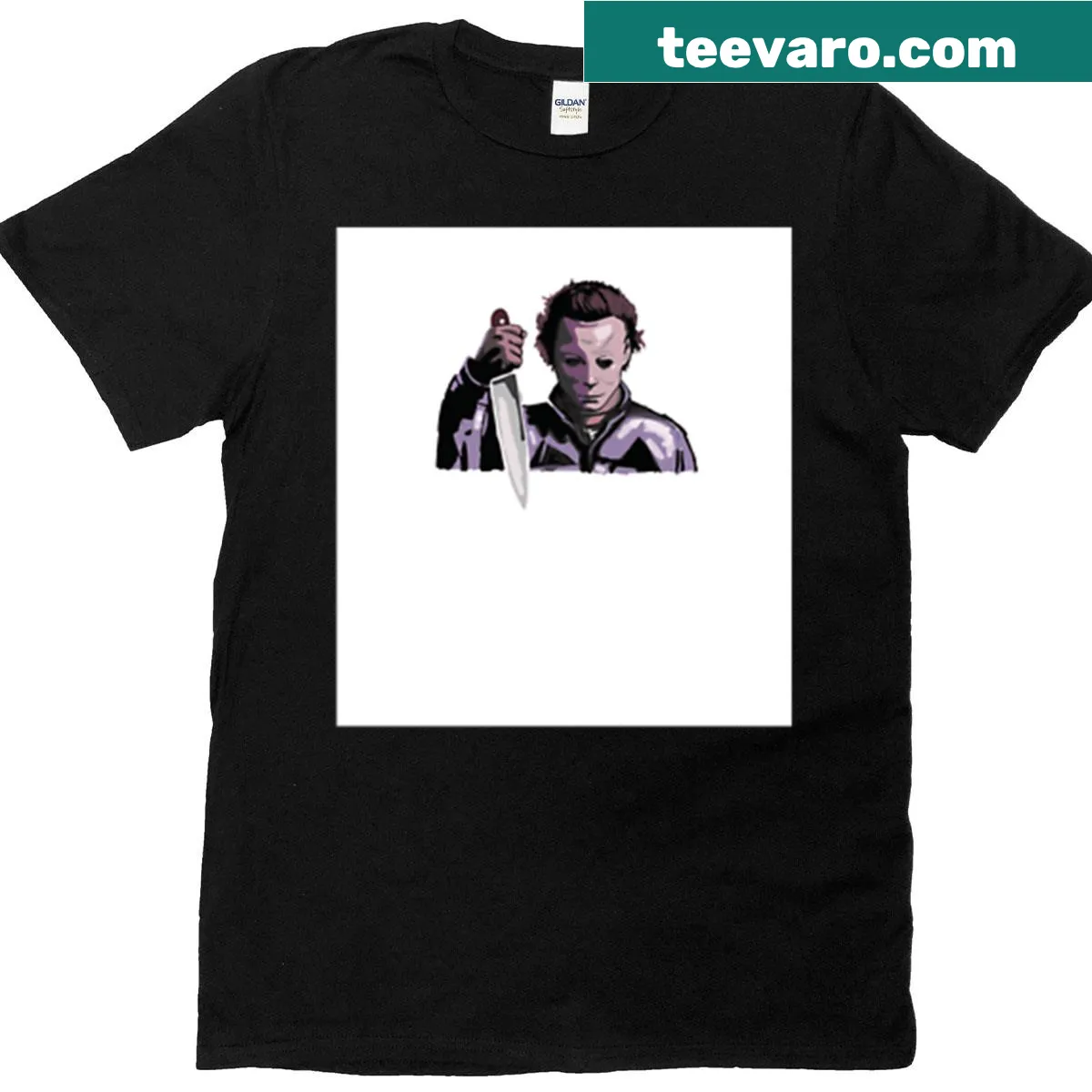 Slasher-themed T-shirt featuring bold illustrations — on a men's t-shirt