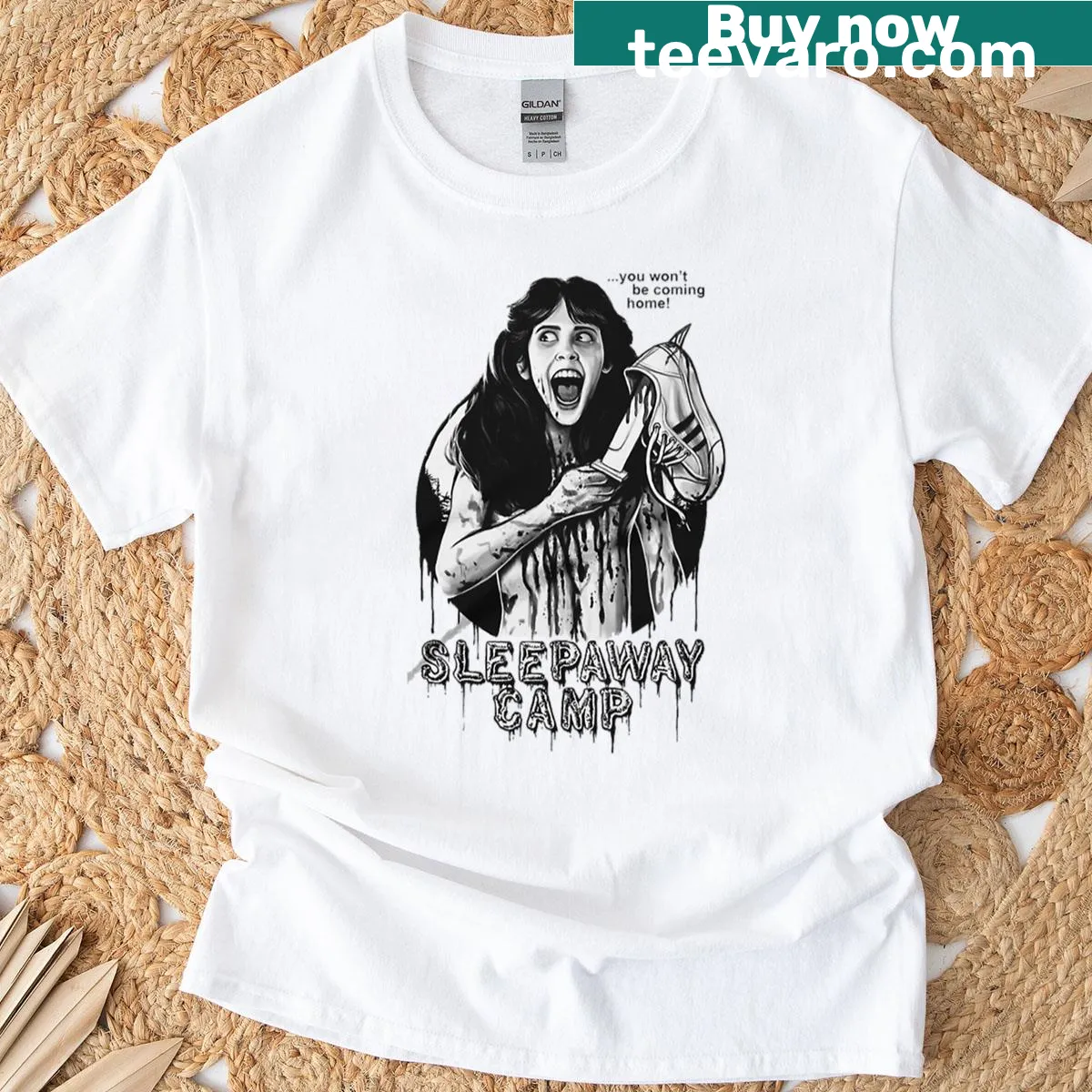 Vintage-inspired graphic honoring Sleepaway Camp movie on T-shirt — on a men's t-shirt