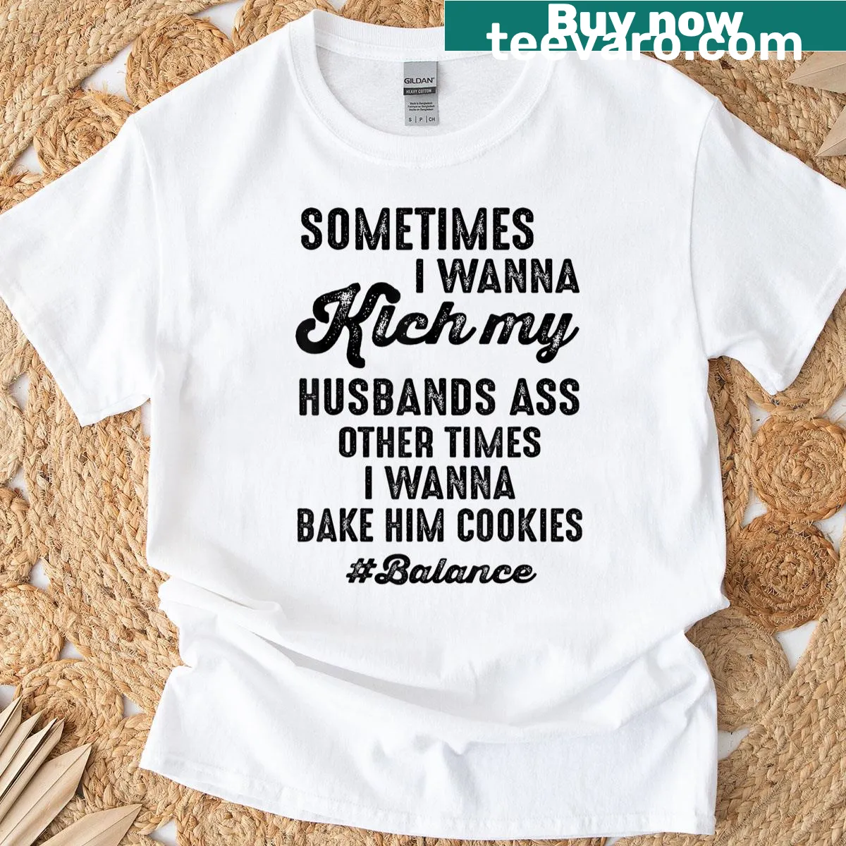 Funny t-shirt with text about marriage frustrations and joys — on a men's t-shirt