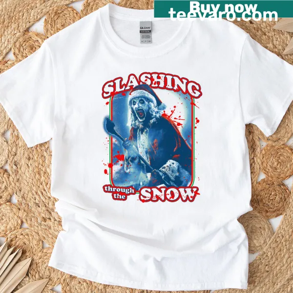 Terrifier Christmas horror movie t-shirt with chilling winter scene design