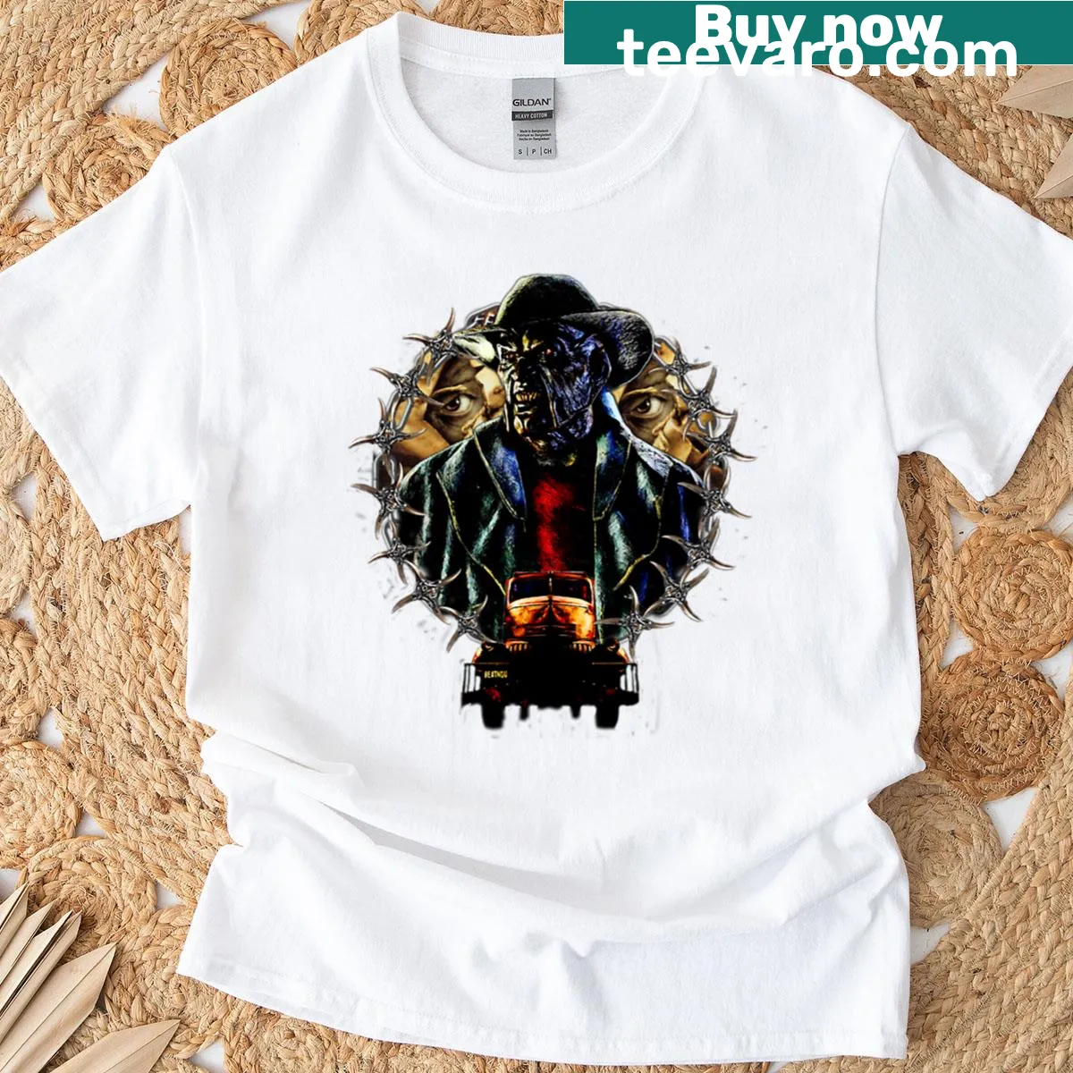Illustration of the Creeper from Jeepers Creepers 2 on a t-shirt — on a men's t-shirt