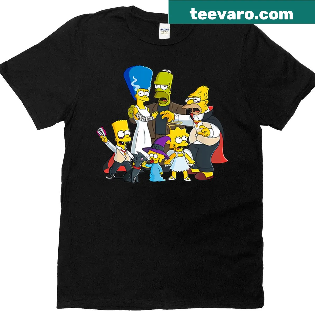 Halloween-themed T-shirt featuring artwork from The Simpsons Treehouses of Horror — on a men's t-shirt