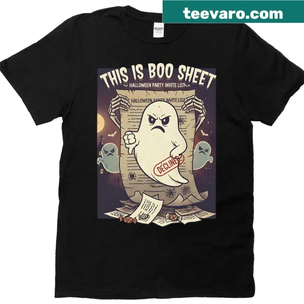 T-shirt featuring a funny angry ghost design saying Boo Sheet
