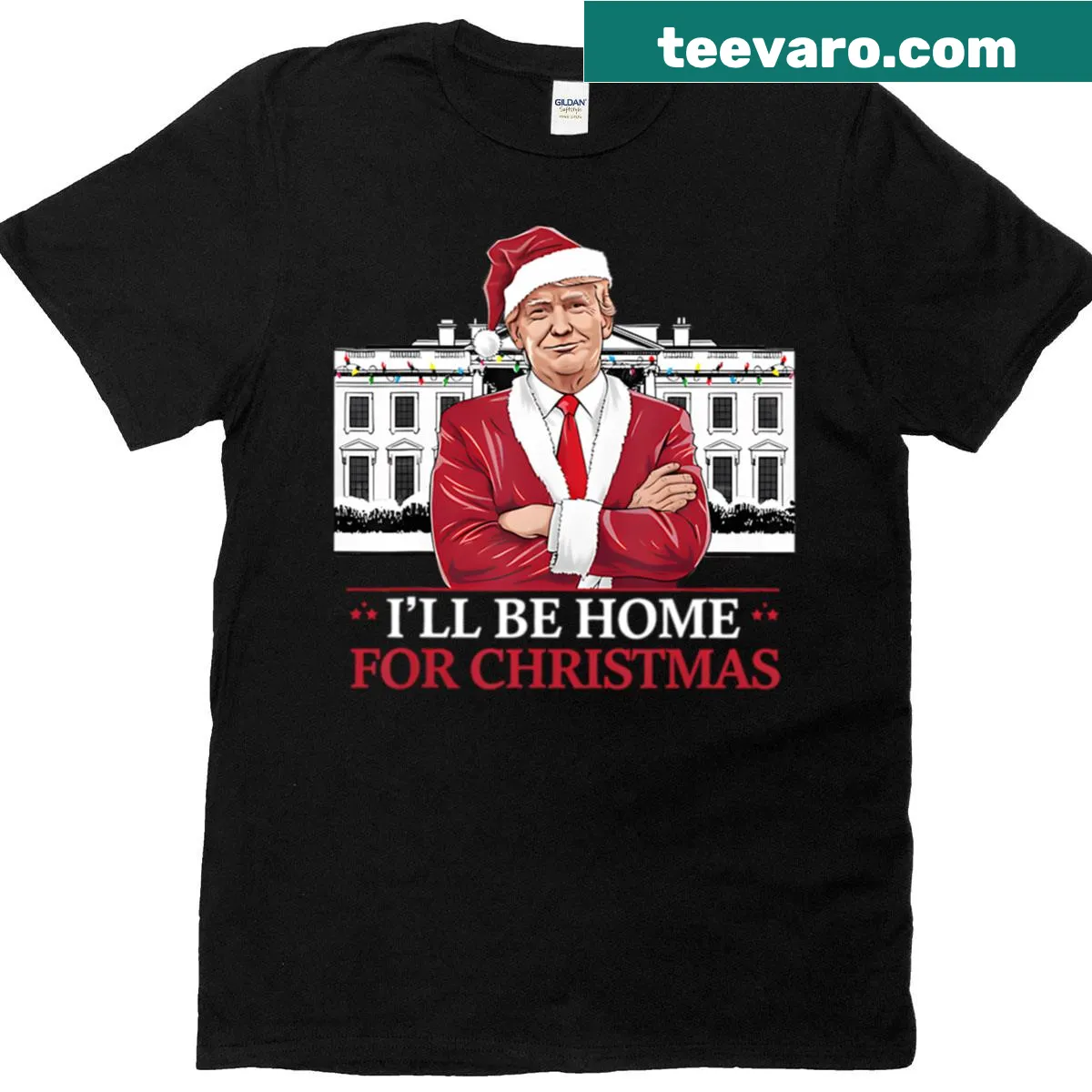 Funny Christmas tee featuring Trump-themed text — on a men's t-shirt