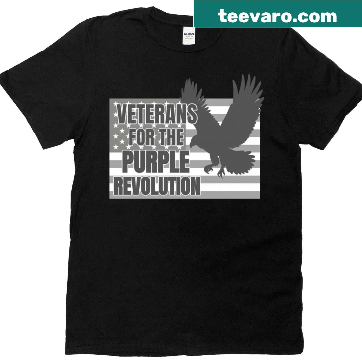 Patriotic T-shirt with bold text rallying for the Purple Revolution — on a men's t-shirt