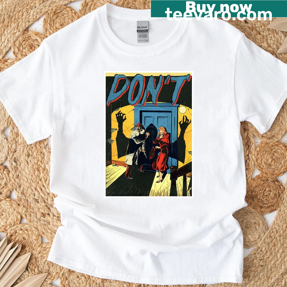 Funny vintage Halloween poster graphic t-shirt — on a men's t-shirt