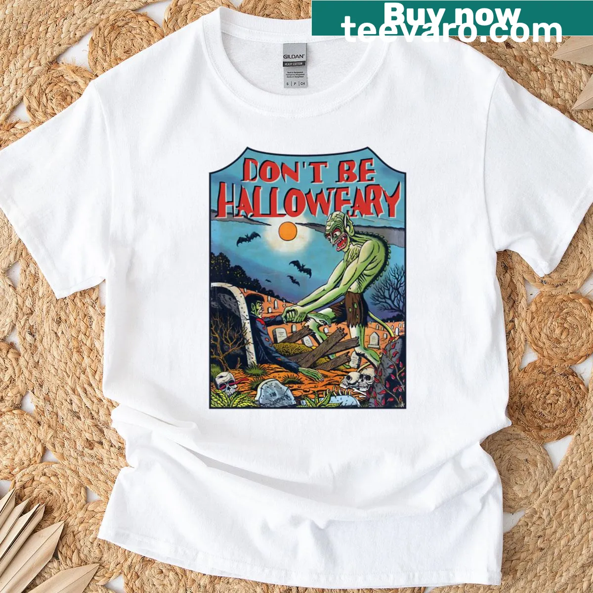 Vintage Dracula Halloween T-shirt with retro horror poster design — on a men's t-shirt