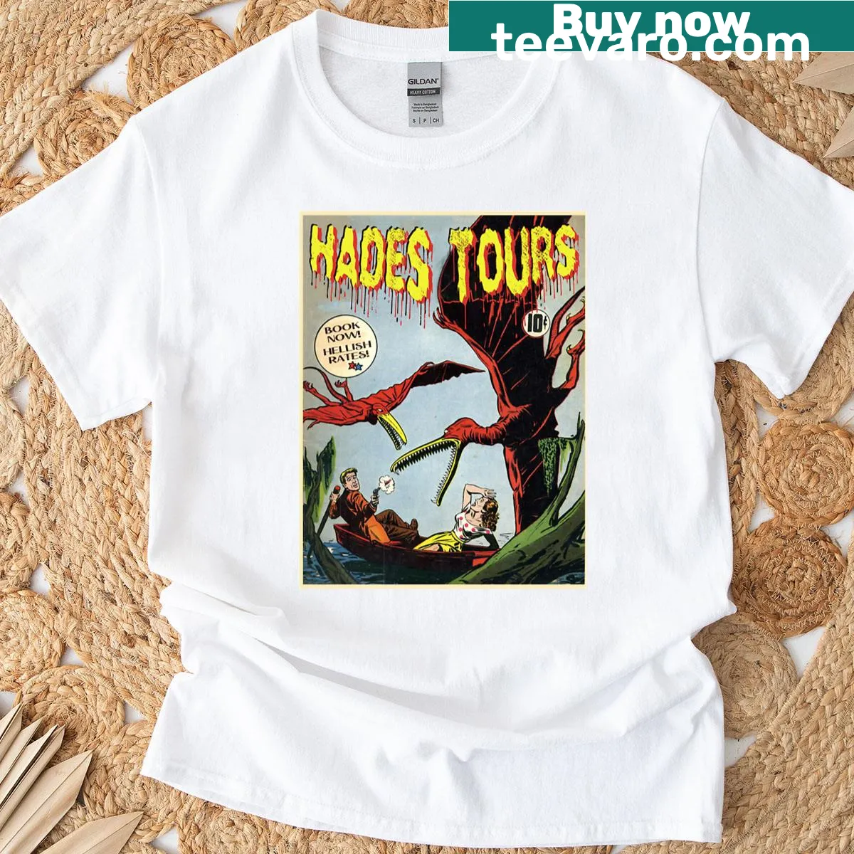 Vintage Hades Cruise horror poster graphic t-shirt — on a men's t-shirt