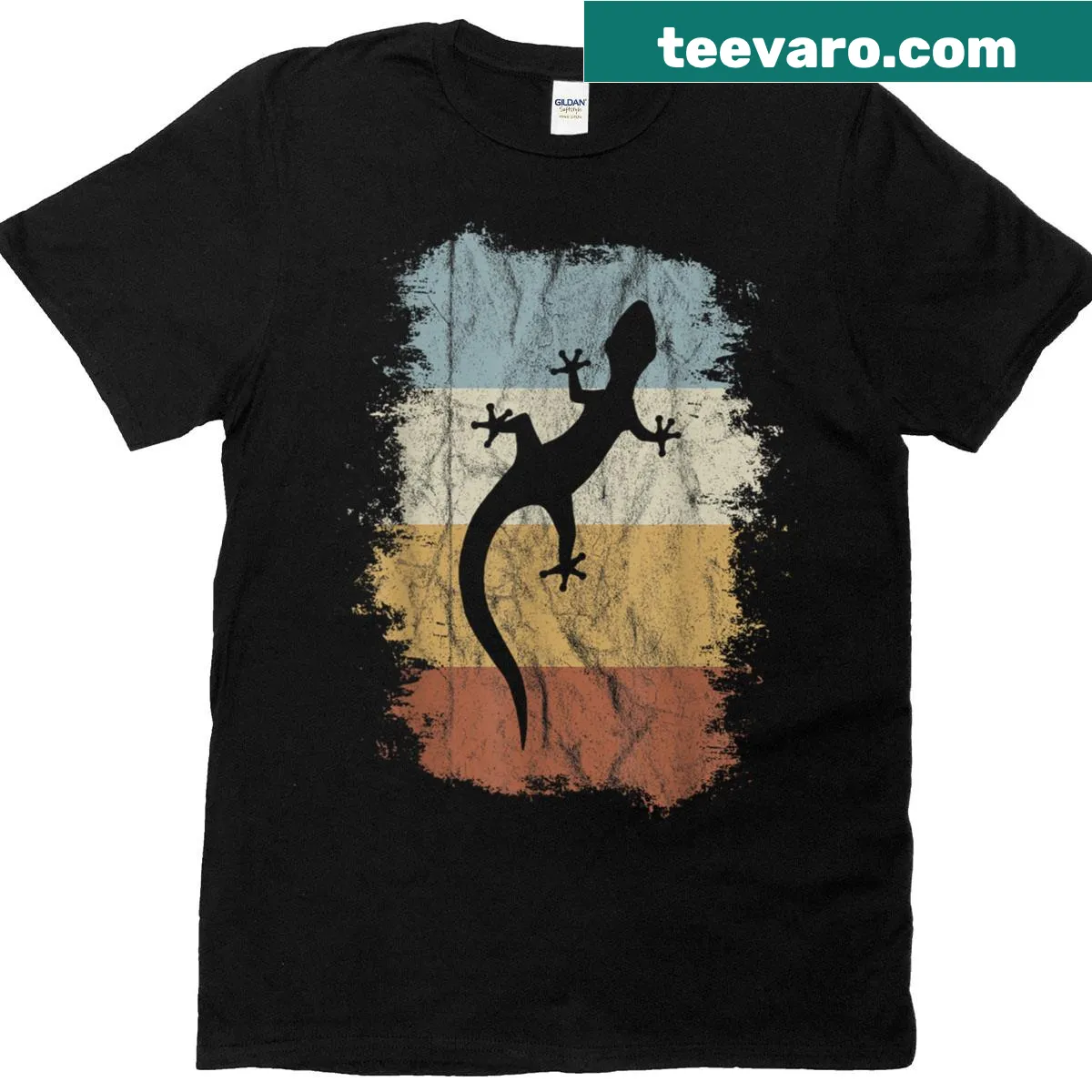 Silhouette of a leopard gecko on a vintage T-shirt — on a men's t-shirt