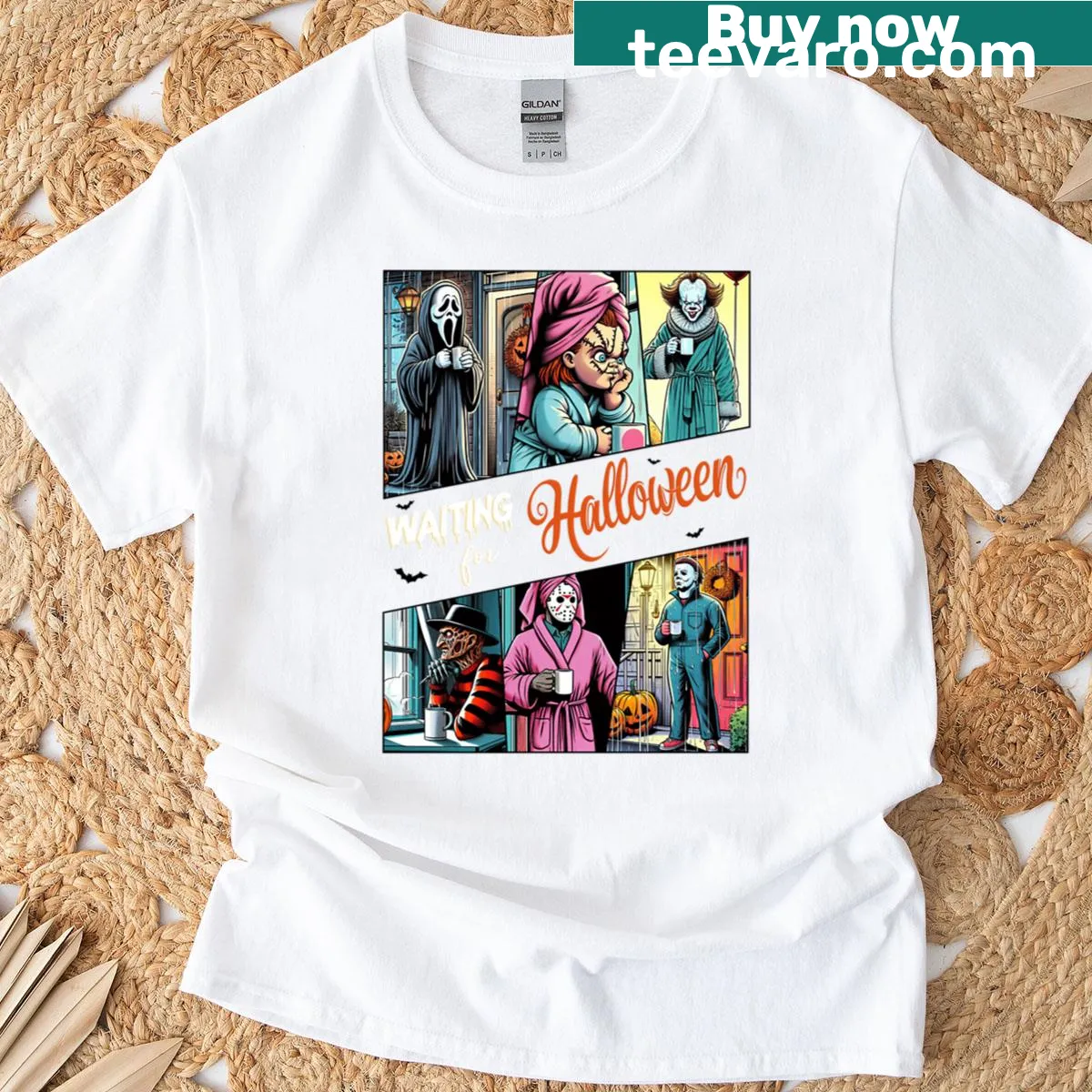 Oversized t-shirt with Halloween themed artwork — on a men's t-shirt