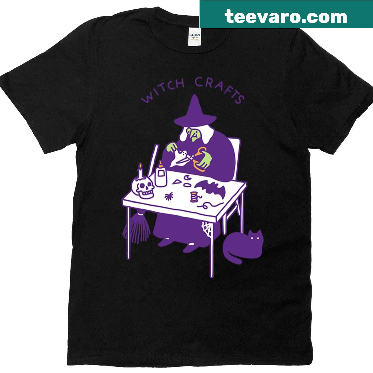 Whimsical Witch Crafts t-shirt with magical graphic — on a men's t-shirt