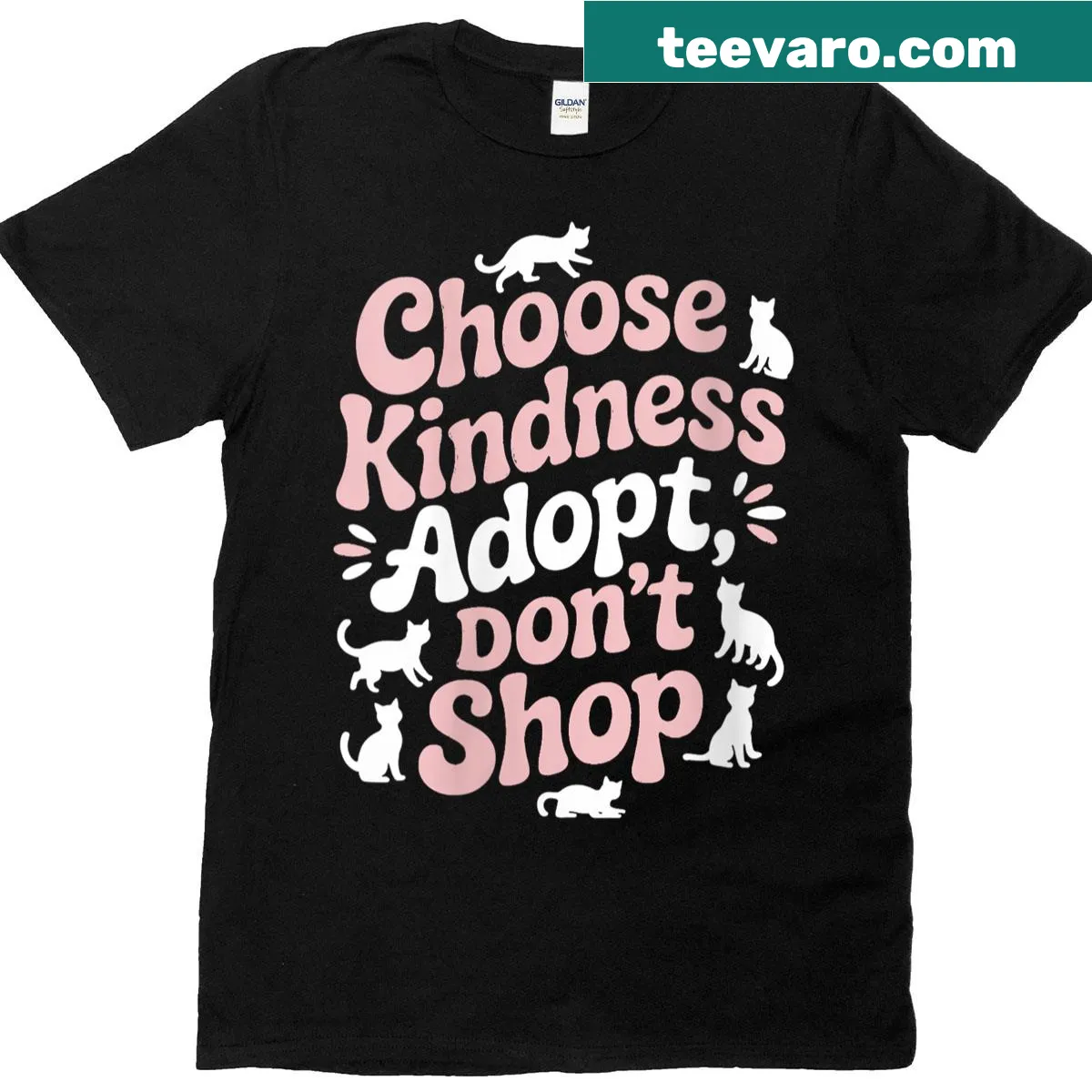 Positive message T-shirt for moms promoting animal adoption — on a men's t-shirt