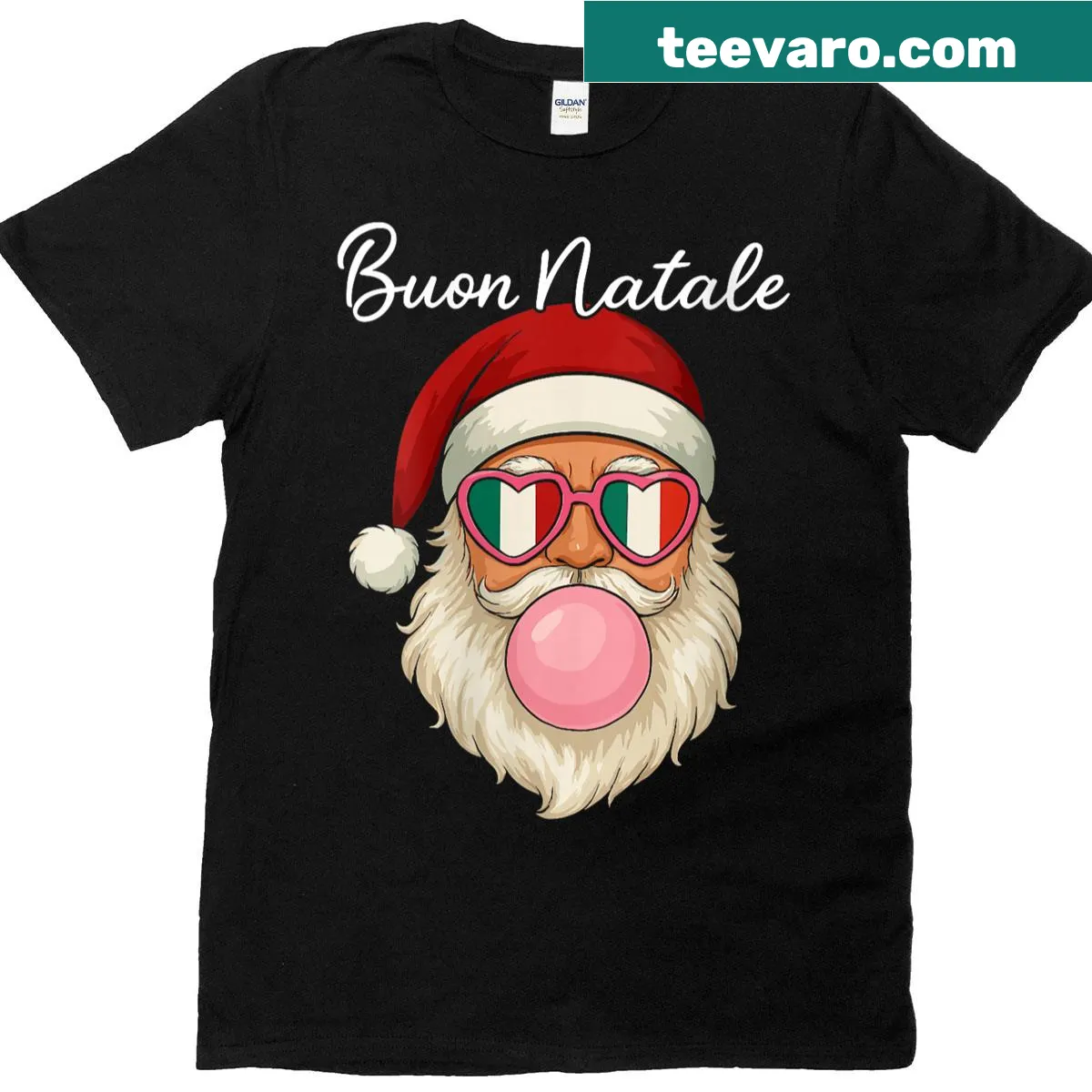 Buon Natale Christmas T-shirt with Italian pride text — on a men's t-shirt